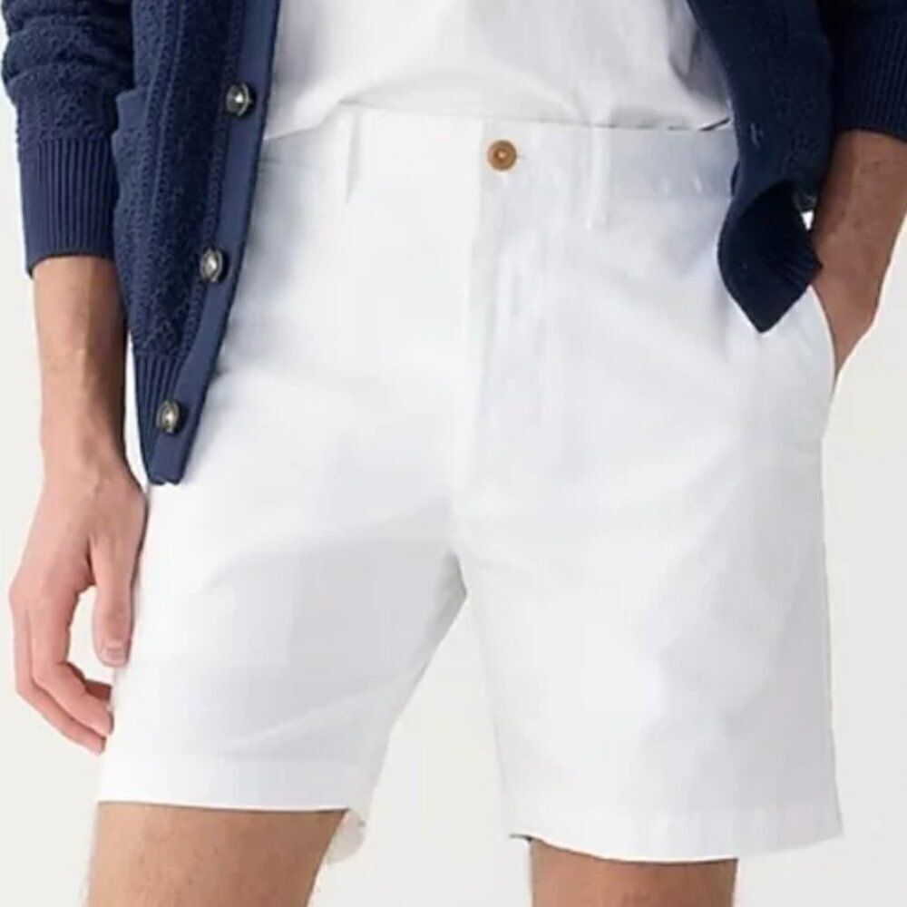 J. Crew BE051 White Stretch Chino shorts 7" inseam EUC